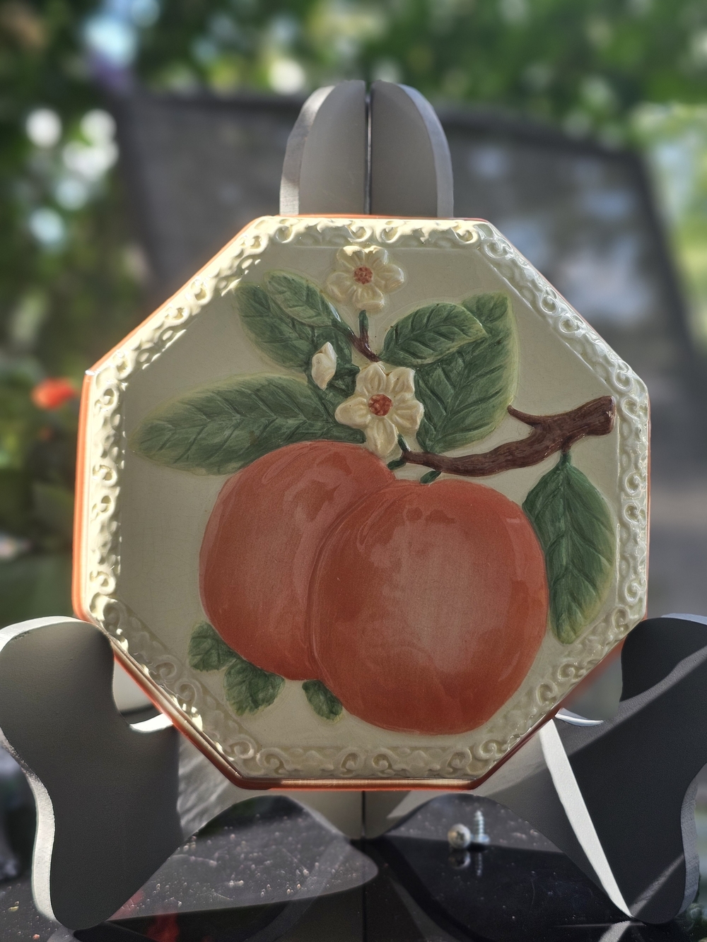 Vintage Avon "Sweet Country Harvest" Ceramic Peach Wall Plaque